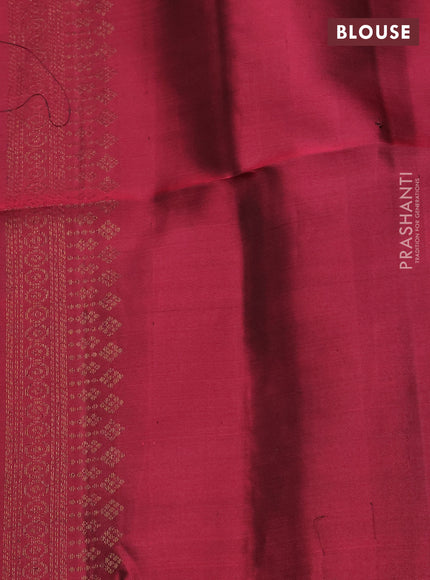 Pure soft silk saree blue and maroon with allover thread & zari weaves & buttas in borderless style