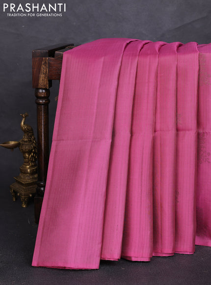 Pure soft silk saree pink shade and grey with allover thread & zari weaves & buttas in borderless style
