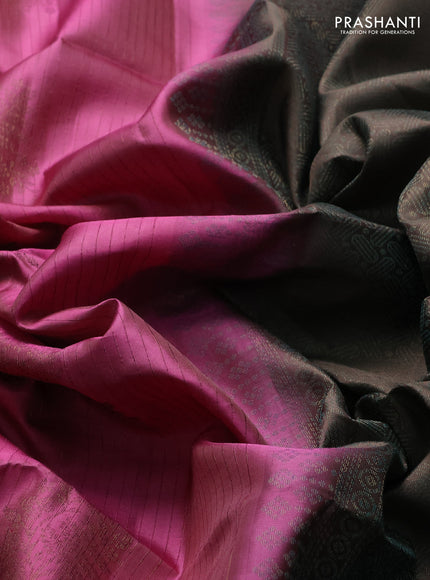 Pure soft silk saree pink shade and grey with allover thread & zari weaves & buttas in borderless style