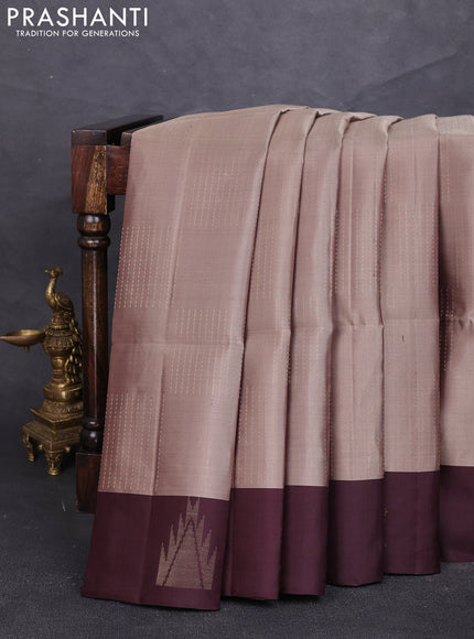 Pure soft silk saree brown and coffee brown with allover zari woven buttas and zari woven butta border