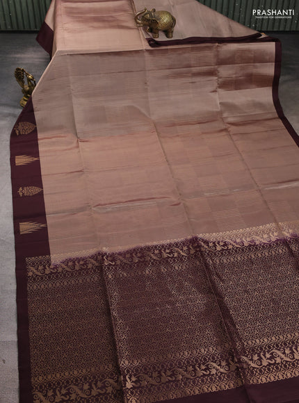 Pure soft silk saree brown and coffee brown with allover zari woven buttas and zari woven butta border