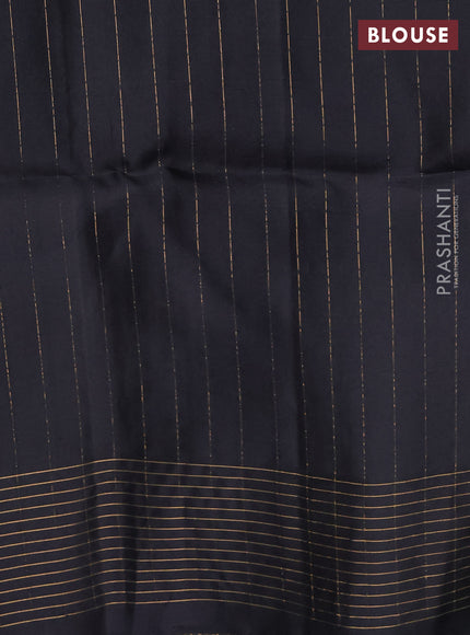 Pure soft silk saree purple and black with allover zari strieps & buttas and zari woven checked border