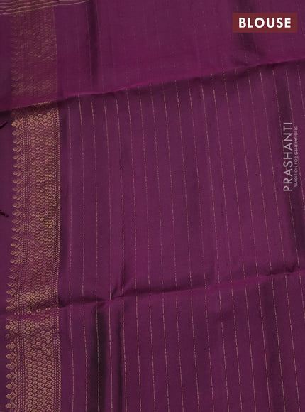 Pure soft silk saree pastel brown and wine shade with allover zari strieps & buttas and zari woven checked border