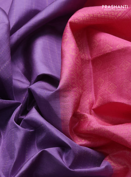 Pure soft silk saree lavender and pink with allover zari weaves & buttas and simple border