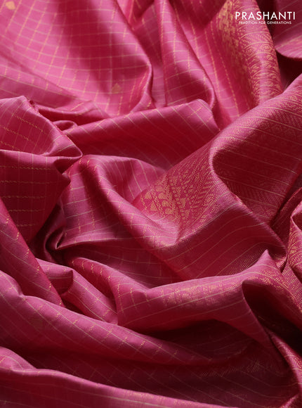 Pure soft silk saree mauve pink with allover zari checks & buttas and zari woven border