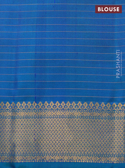 Pure soft silk saree dual shade of bluish green with allover zari checks & buttas and zari woven border