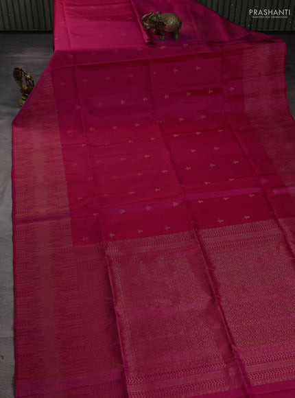 Pure soft silk saree pink with zari woven buttas and rich zari woven border