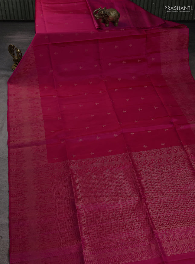 Pure soft silk saree pink with zari woven buttas and rich zari woven border