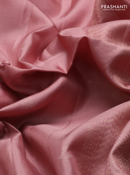 Pure soft silk saree pastel peach with zari woven buttas and rich zari woven border
