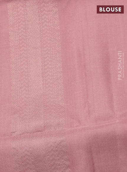 Pure soft silk saree pastel peach with zari woven buttas and rich zari woven border