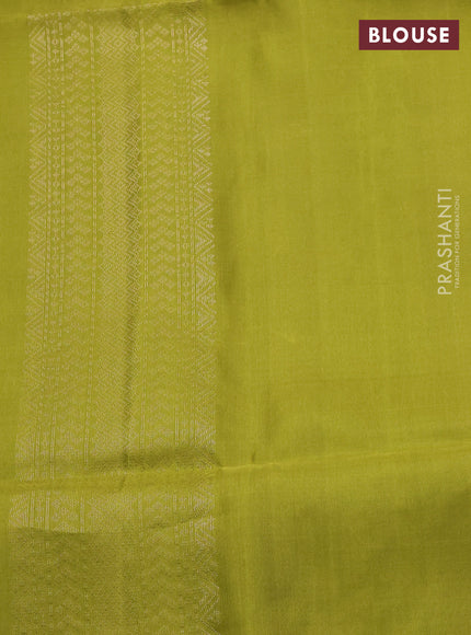 Pure soft silk saree mehendi green with zari woven buttas and rich zari woven border