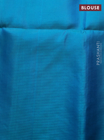 Pure soft silk saree dual shade of pink  and teal green with allover zari stripe pattern and zari woven border