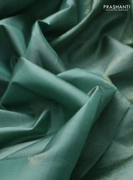 Pure soft silk saree pastel green with zari woven buttas and zari woven border