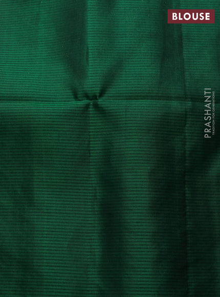 Pure soft silk saree deep maroon and green with allover zari stripe pattern and zari woven border