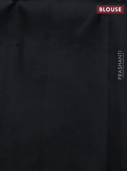 Pure soft silk saree peacock green and black with allover zari weaves in borderless style