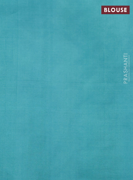 Pure soft silk saree teal blue with allover zari weaves in borderless style