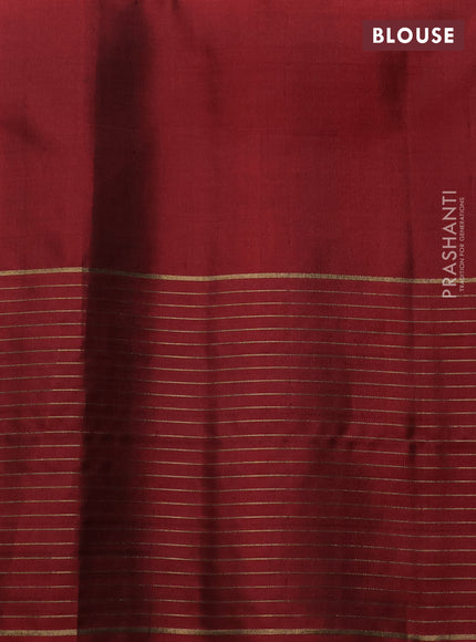 Pure soft silk saree mehendi green and maroon with zari woven buttas and zari woven border