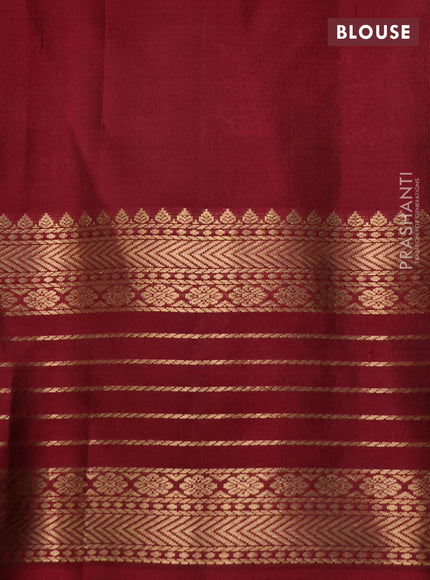 Pure soft silk saree dark beige and maroon with allover laksha deepam pattern and zari woven border