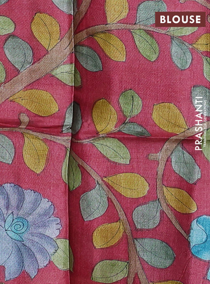 Pure tussar silk saree elephant grey and maroon with allover zari checked pattern and zari woven border