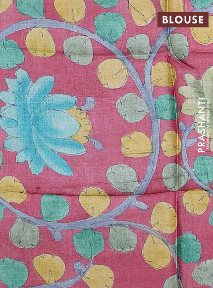Pure tussar silk saree elephant grey and maroon shade with allover zari checked pattern and zari woven border
