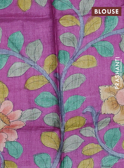 Pure tussar silk saree dark blue and purple with allover zari checked pattern and zari woven border