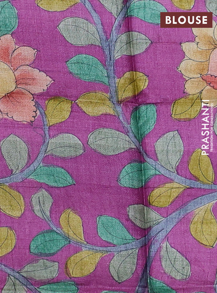 Pure tussar silk saree grey and purple with allover zari checked pattern and zari woven border
