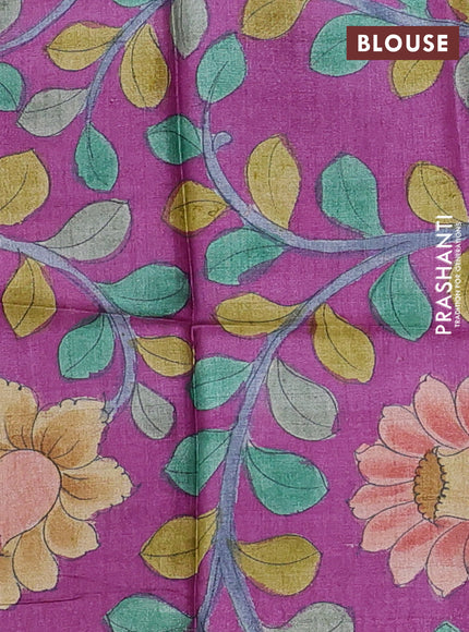 Pure tussar silk saree pastel purple and purple with allover zari checked pattern and zari woven border