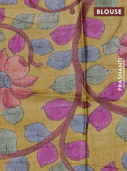 Pure tussar silk saree maroon shade and mustard yellow with allover zari checked pattern and zari woven border