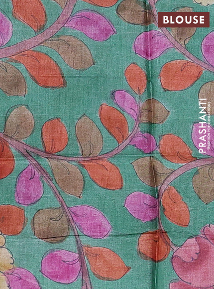 Pure tussar silk saree maroon shade and teal green with allover zari checked pattern and zari woven border