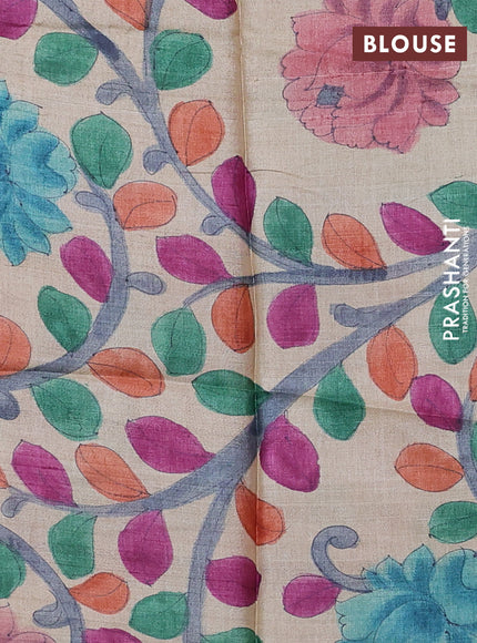 Pure tussar silk saree maroon and beige with allover zari checked pattern and zari woven border