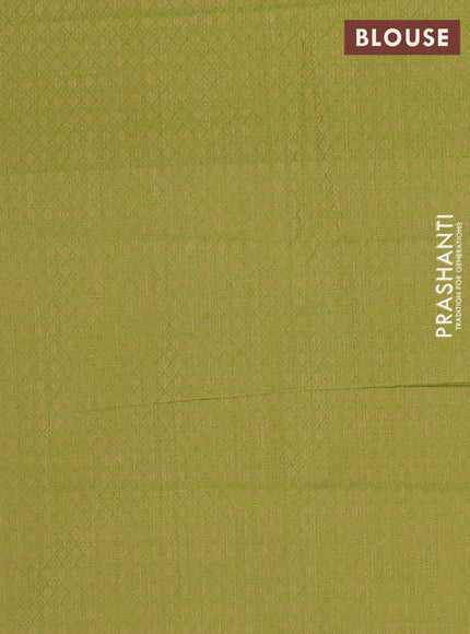 Chettinad cotton saree manthulir green and green with allover thread checked pattern and thread woven border