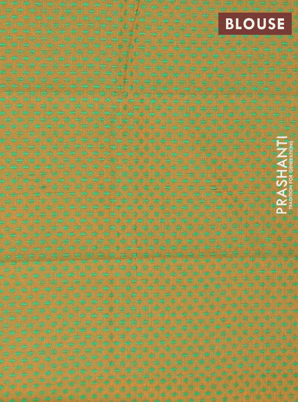 Chettinad cotton saree rust shade and green mustard yellow with allover thread checked pattern and thread woven border