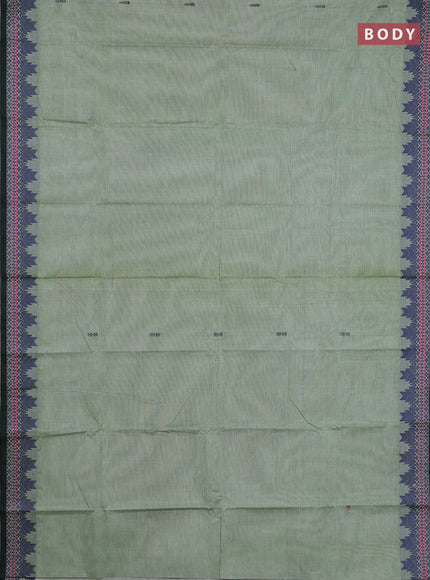 Chettinad cotton saree pastel green and bottle green with thread woven buttas and thread woven border
