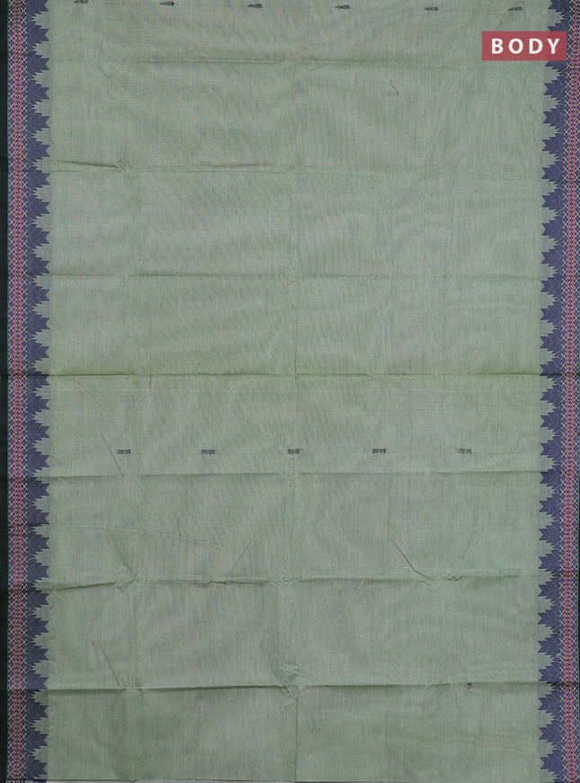 Chettinad cotton saree pastel green and bottle green with thread woven buttas and thread woven border