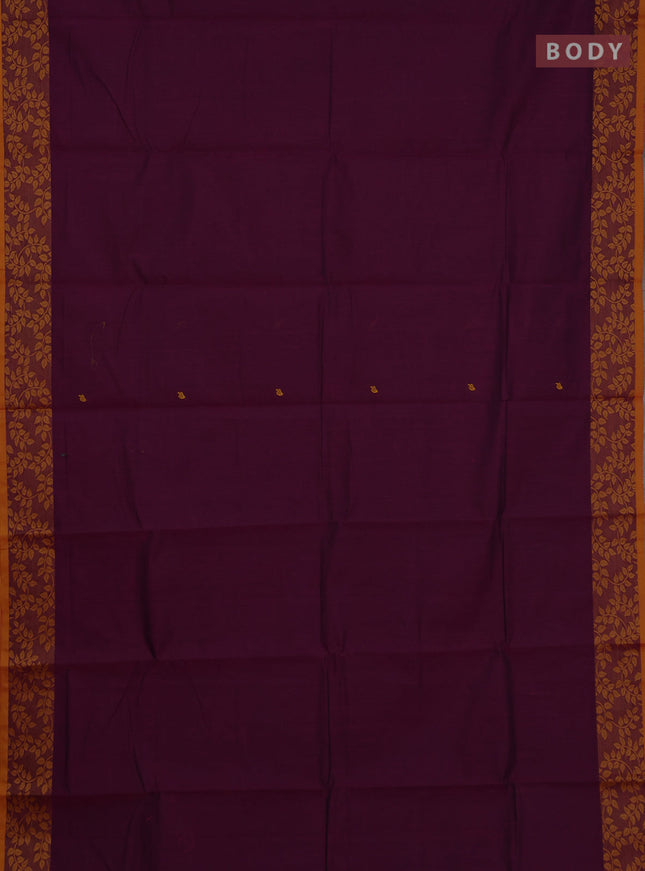 Chettinad cotton saree magenta pink and mustard yellow with thread woven buttas and thread woven border