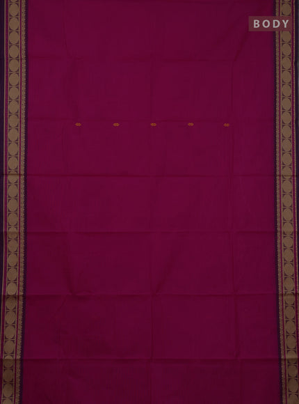 Chettinad cotton saree pink and wine shade with thread woven buttas and thread woven border