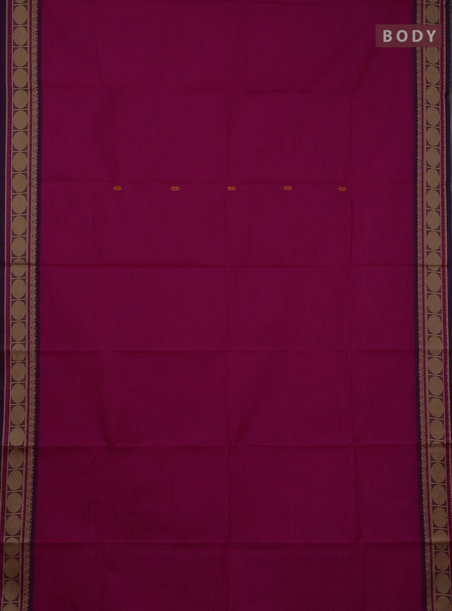Chettinad cotton saree pink and wine shade with thread woven buttas and thread woven border