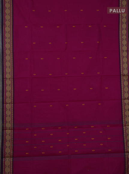 Chettinad cotton saree pink and wine shade with thread woven buttas and thread woven border