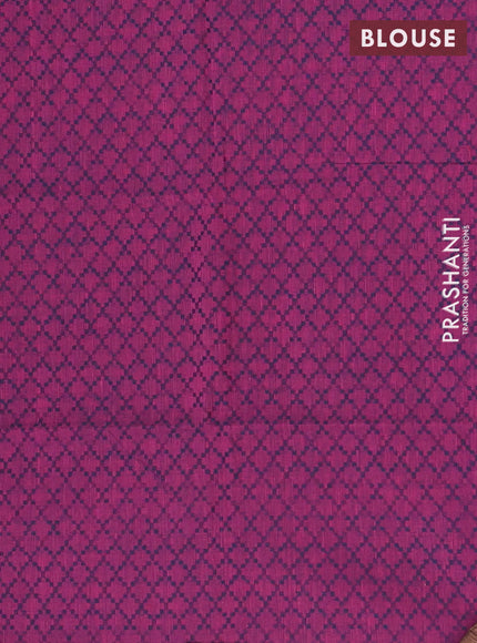 Chettinad cotton saree pink and wine shade with thread woven buttas and thread woven border