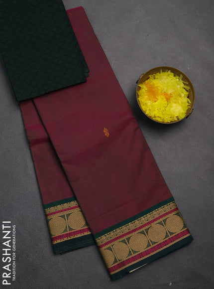Chettinad cotton saree dual shade of pinkish green and peacock green with thread woven buttas and thread woven border