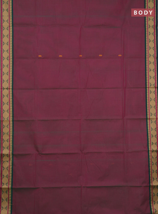 Chettinad cotton saree dual shade of pinkish green and peacock green with thread woven buttas and thread woven border