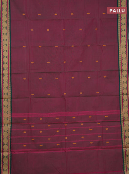 Chettinad cotton saree dual shade of pinkish green and peacock green with thread woven buttas and thread woven border