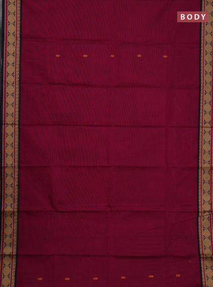 Chettinad cotton saree magenta pink and green  with thread woven buttas and thread woven border