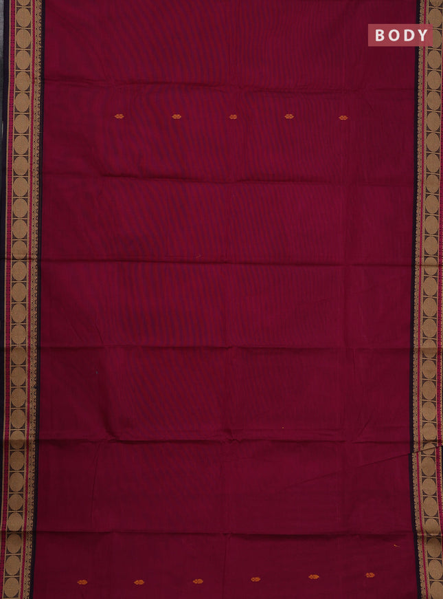 Chettinad cotton saree magenta pink and green  with thread woven buttas and thread woven border