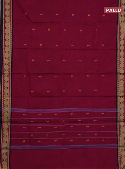 Chettinad cotton saree magenta pink and green  with thread woven buttas and thread woven border