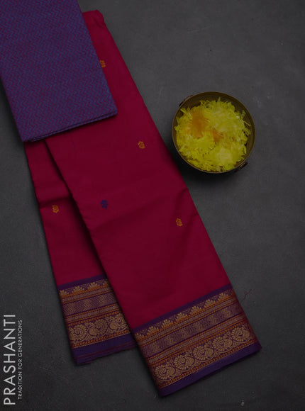 Chettinad cotton saree pink and purple with thread woven buttas and thread woven border