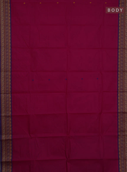 Chettinad cotton saree pink and purple with thread woven buttas and thread woven border
