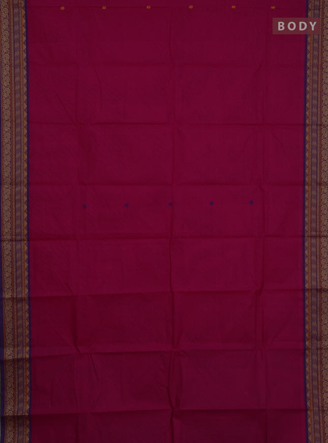 Chettinad cotton saree pink and purple with thread woven buttas and thread woven border