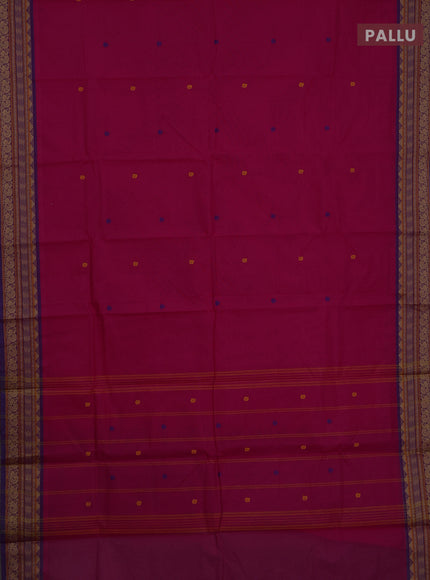 Chettinad cotton saree pink and purple with thread woven buttas and thread woven border