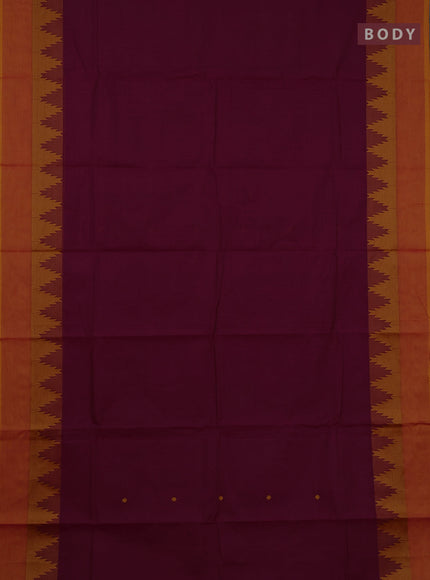 Chettinad cotton saree dark mustard and dual shade of mustard yellow with thread woven buttas and temple thread woven simple border